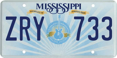 MS license plate ZRY733