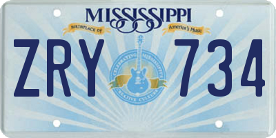 MS license plate ZRY734