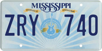 MS license plate ZRY740