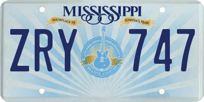 MS license plate ZRY747