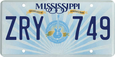 MS license plate ZRY749