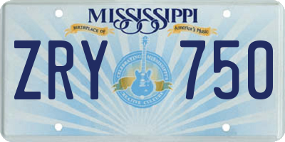 MS license plate ZRY750