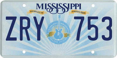 MS license plate ZRY753