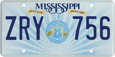 MS license plate ZRY756