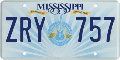MS license plate ZRY757