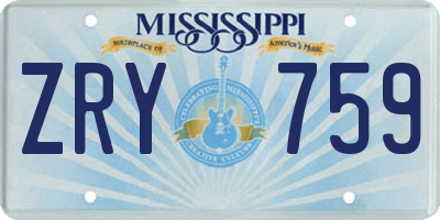 MS license plate ZRY759