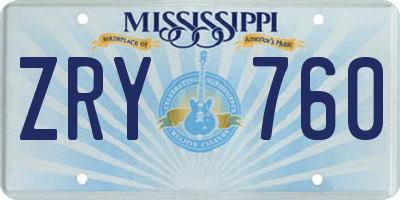MS license plate ZRY760