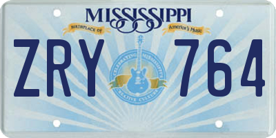 MS license plate ZRY764