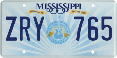 MS license plate ZRY765