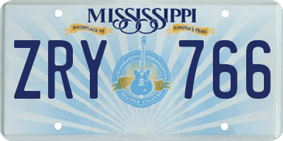 MS license plate ZRY766