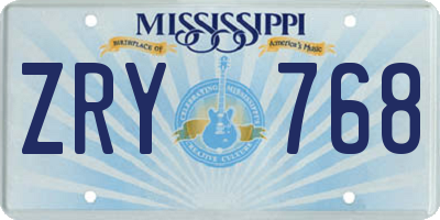 MS license plate ZRY768
