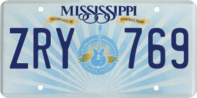 MS license plate ZRY769