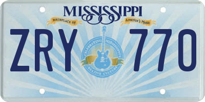 MS license plate ZRY770
