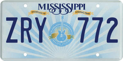 MS license plate ZRY772