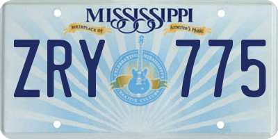 MS license plate ZRY775