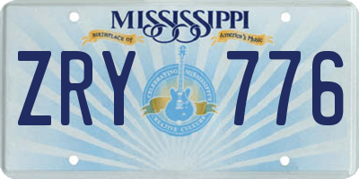 MS license plate ZRY776