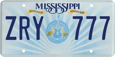 MS license plate ZRY777
