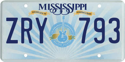 MS license plate ZRY793