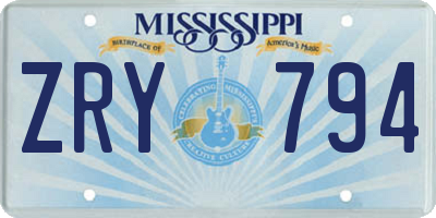 MS license plate ZRY794