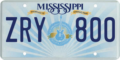 MS license plate ZRY800