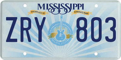 MS license plate ZRY803