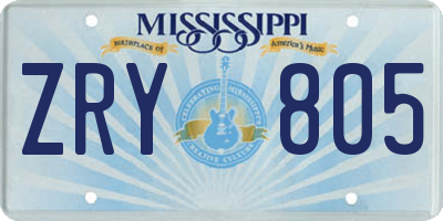 MS license plate ZRY805
