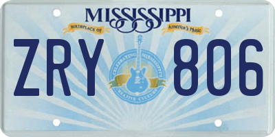 MS license plate ZRY806