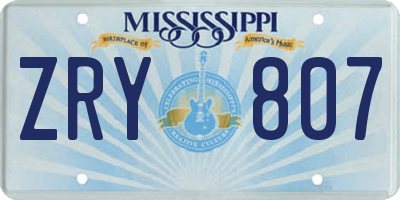 MS license plate ZRY807