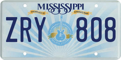 MS license plate ZRY808