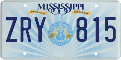 MS license plate ZRY815