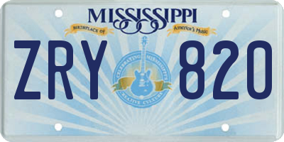 MS license plate ZRY820