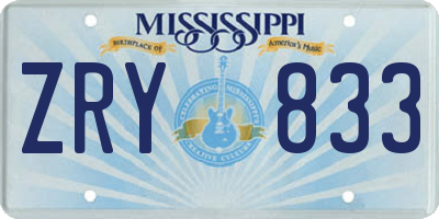 MS license plate ZRY833