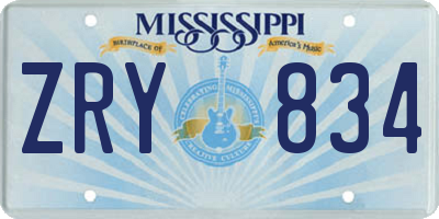 MS license plate ZRY834