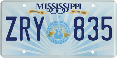 MS license plate ZRY835