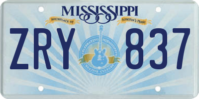 MS license plate ZRY837