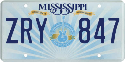 MS license plate ZRY847