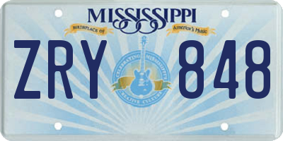 MS license plate ZRY848