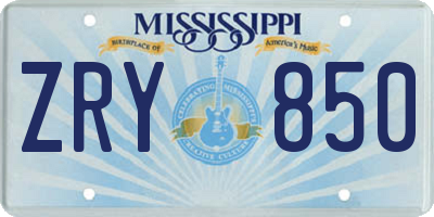 MS license plate ZRY850
