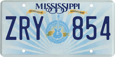 MS license plate ZRY854