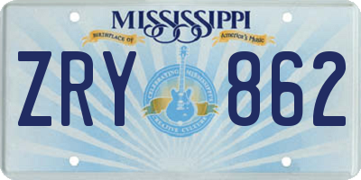 MS license plate ZRY862