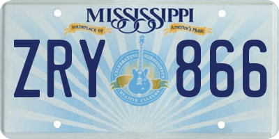 MS license plate ZRY866