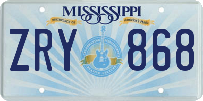 MS license plate ZRY868