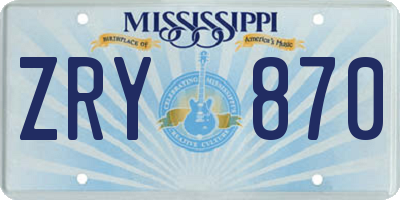 MS license plate ZRY870