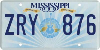 MS license plate ZRY876