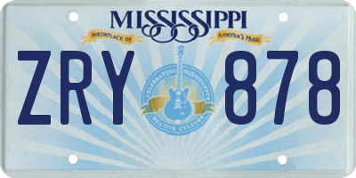 MS license plate ZRY878