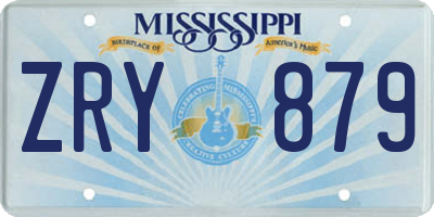 MS license plate ZRY879