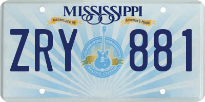MS license plate ZRY881