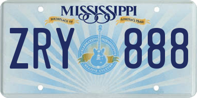 MS license plate ZRY888
