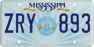 MS license plate ZRY893