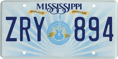 MS license plate ZRY894